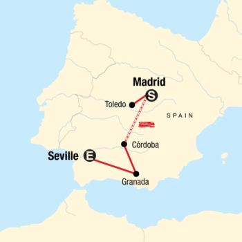 Map of tour Cultural Tour of Toledo and Moorish Spain