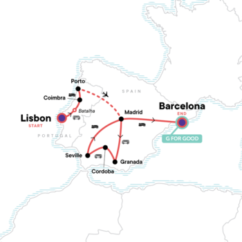 Map of tour Low Cost Tour of Spain and Portugal