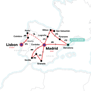 Map of tour Three Week Cultural Tour of Spain and Portugal