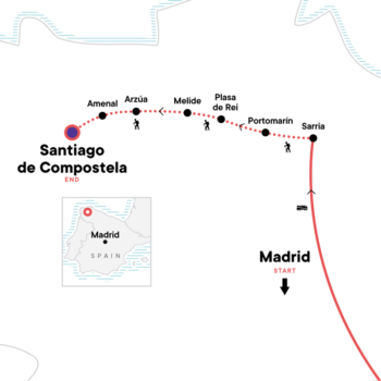 Map of tour Camino de Santiago and Madrid