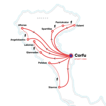 Map of tour Corfu Walking Holiday