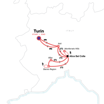 Map of tour Walking the Italian Alps and Piedmont Wine Region