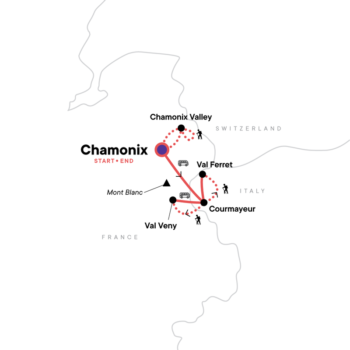 Map of tour Mont Blanc From Chamonix