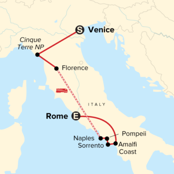 Map of tour Cultural, Archaeological and Scenic Highlights of Italy