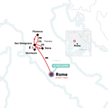 Map of tour Tuscany Holiday Based at San Gimignano