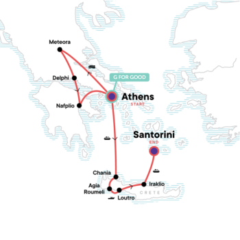 Map of tour Best of Greece