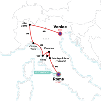 Map of tour History and Charm of Italy with Lake Como