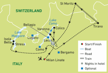 Map of tour Italian Great Lakes Solos Tour