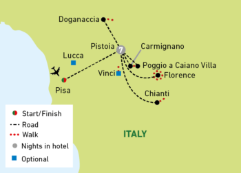 Map of tour Walking In Tuscany for Solo Travellers