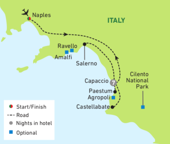 Map of tour Italy’s Cilento Coast