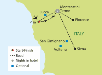 Map of tour Best of Tuscany Tour for Solo Travellers