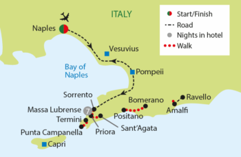 Map of tour Walking The Amalfi Coast Exclusively for Solo Travellers