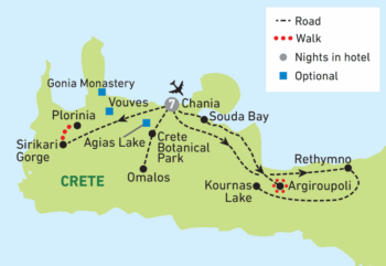 Map of tour Solos Walking Holiday In Crete