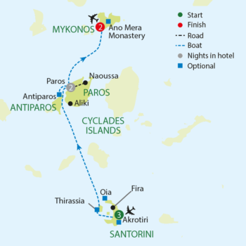 Map of tour Greek Islands Tour for Solo Travellers