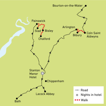 Map of tour Cotswolds Walking Holiday for Singles