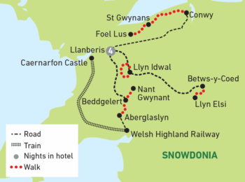 Map of tour Walking In Snowdonia for Singles