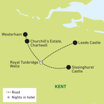 Map of tour Kent Heritage Singles Tour