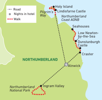 Map of tour Northumberland Walking Holiday for Solos