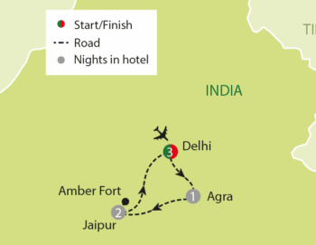 Map of tour Singles Tour of India’s Golden Triangle