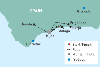 Map of tour Relaxing Eight-Day Christmas Andalusia Solos Trip