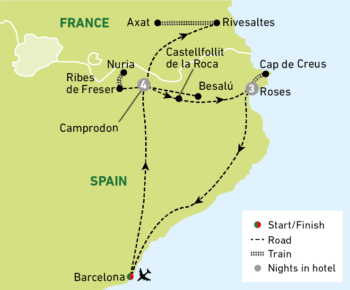 Map of tour Pyrenees Train Tour for Solo Travellers