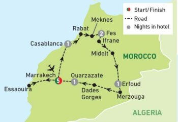 Map of tour Cultural and Scenic Solos Tour of Morocco