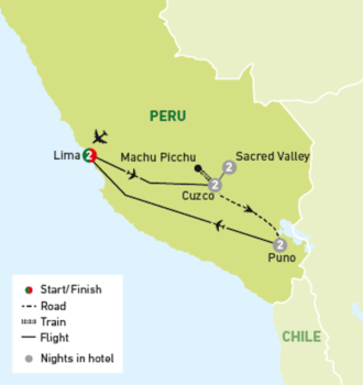 Map of tour Best of Peru Solo Tour