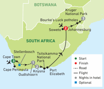 Map of tour Full South Africa Solo Tour