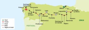 Map of tour Short-Walks Tour Along Camino De Santiago for Singles