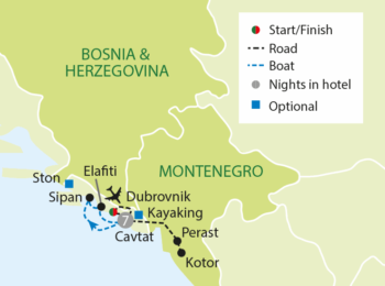 Map of tour Croatia and Montenegro Luxury Solos Tour