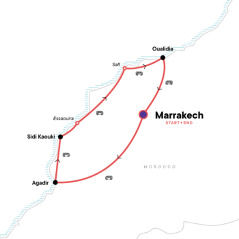 Map of tour Cultural Tour of Marrakech and The Moroccan Coast