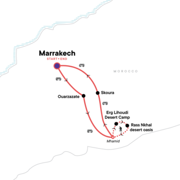 Map of tour Explore Marrakech and The Sahara