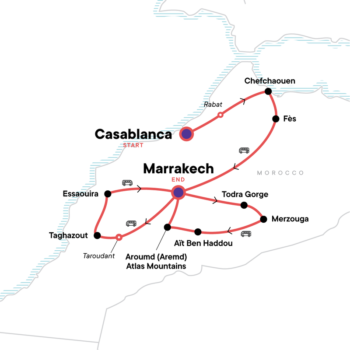 Map of tour Low-Cost Morocco Adventure