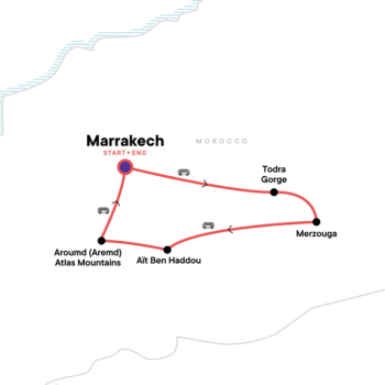 Map of tour Moroccan Tour of the Desert and Atlas Mountains