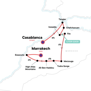 Map of tour Low-Cost Tour of Morocco’s Highlights