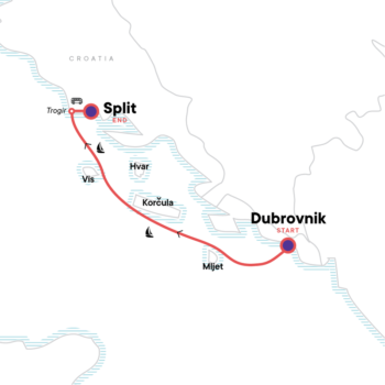 Map of tour Sailing Tour of Croatia: Dubrovnik to Split