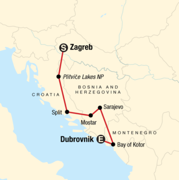 Map of tour Scenic and Historical Tour of the Balkans