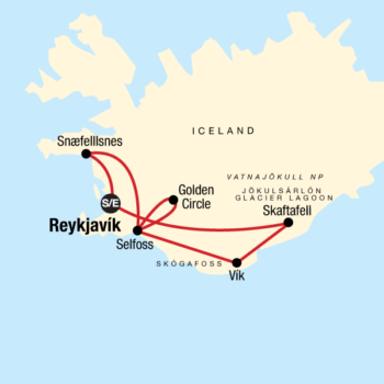 Map of tour Small Group Tour of Iceland’s Highlights