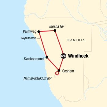 Map of tour Small Group Tour of Namibia