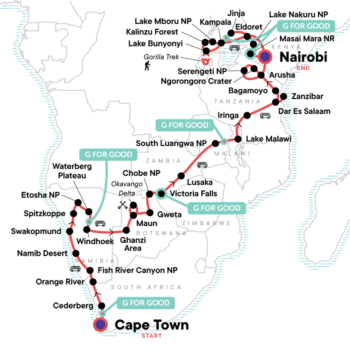 Map of tour Natural Wonders of Africa