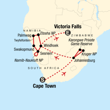 Map of tour The Best of Southern Africa