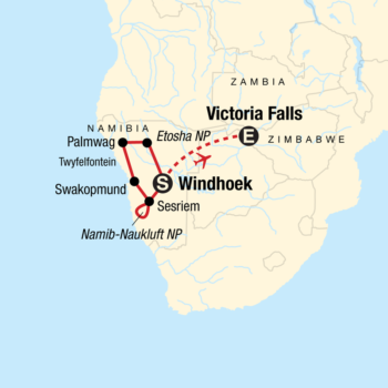 Map of tour Nature Tour of Namibia and Victoria Falls