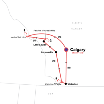 Map of tour Canadian Rockies Camping Adventure