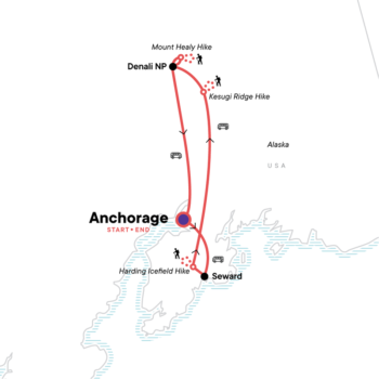 Map of tour Low-Cost Alaska Summer Walking Tour