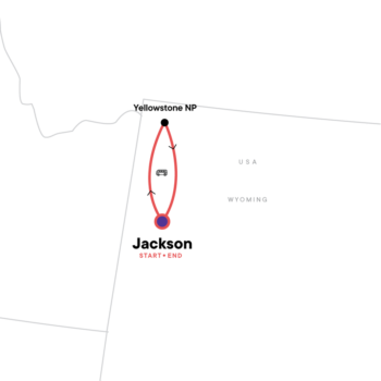 Map of tour One-Week Yellowstone and Grand Teton National Parks Tour