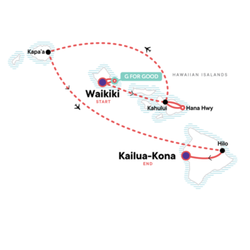 Map of tour Hawaii Multi-Island Adventure Holiday