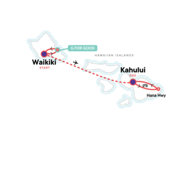 Map of tour Eight-Day Hawaii Activity Holiday