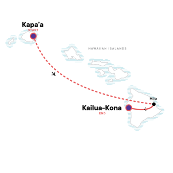 Map of tour Hawaii Canyon, Volcano Park and Beaches