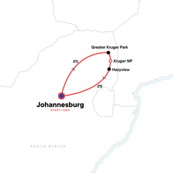 Map of tour Tour of Kruger National Park