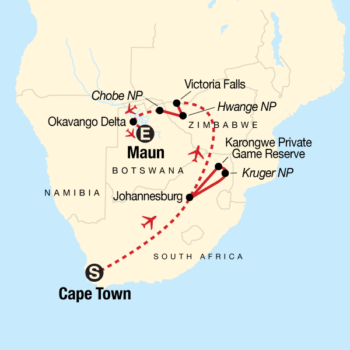 Map of tour Culture of Cape Town and Southern African Safari